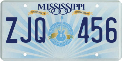 MS license plate ZJQ456