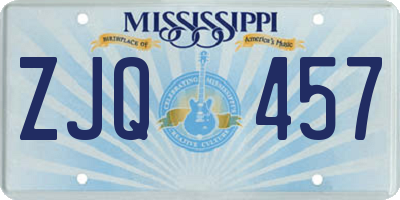 MS license plate ZJQ457