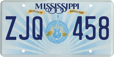 MS license plate ZJQ458