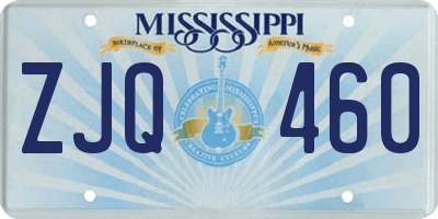 MS license plate ZJQ460
