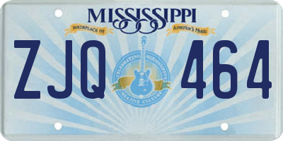 MS license plate ZJQ464