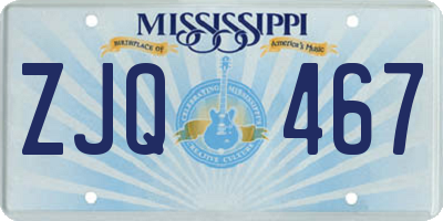 MS license plate ZJQ467
