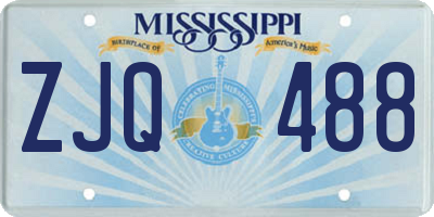 MS license plate ZJQ488