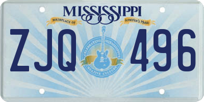 MS license plate ZJQ496