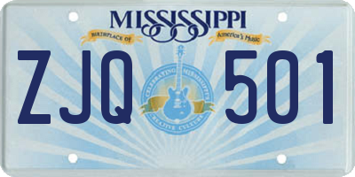 MS license plate ZJQ501