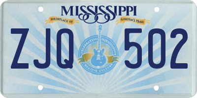 MS license plate ZJQ502