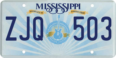 MS license plate ZJQ503
