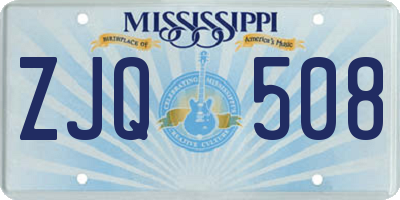 MS license plate ZJQ508