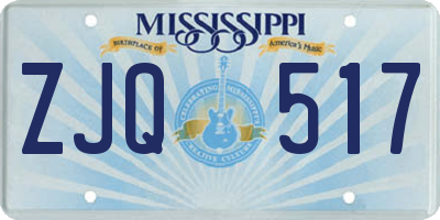 MS license plate ZJQ517