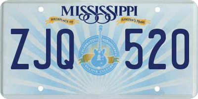 MS license plate ZJQ520