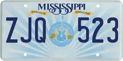 MS license plate ZJQ523