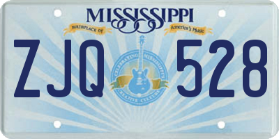 MS license plate ZJQ528