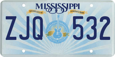 MS license plate ZJQ532