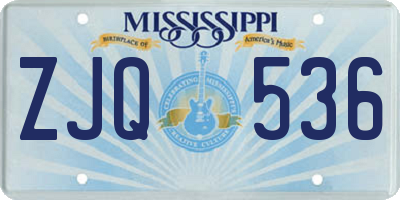 MS license plate ZJQ536