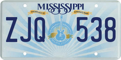 MS license plate ZJQ538
