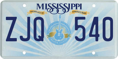 MS license plate ZJQ540