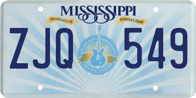 MS license plate ZJQ549
