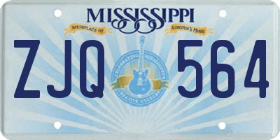 MS license plate ZJQ564