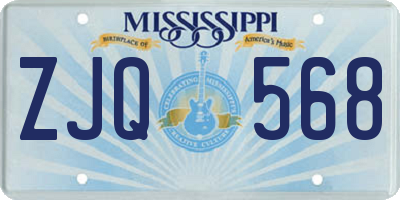MS license plate ZJQ568