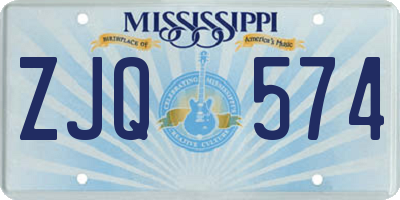 MS license plate ZJQ574