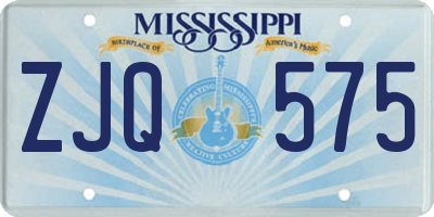 MS license plate ZJQ575