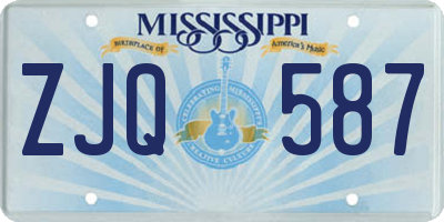 MS license plate ZJQ587