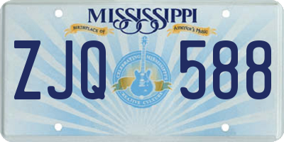 MS license plate ZJQ588