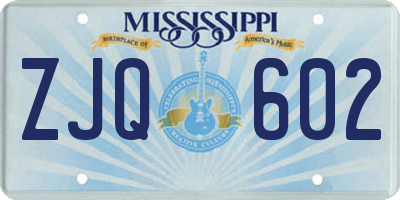 MS license plate ZJQ602