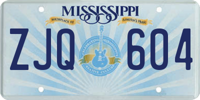 MS license plate ZJQ604