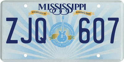 MS license plate ZJQ607