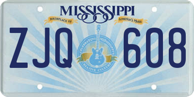 MS license plate ZJQ608