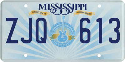 MS license plate ZJQ613
