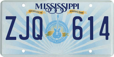 MS license plate ZJQ614