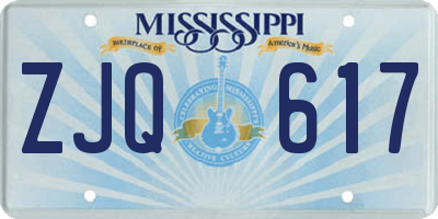 MS license plate ZJQ617