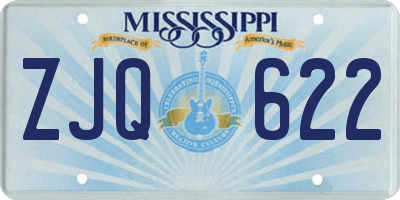 MS license plate ZJQ622