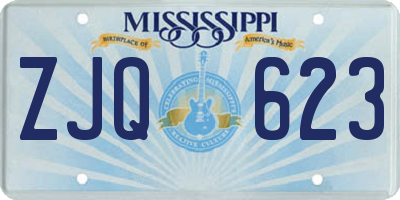 MS license plate ZJQ623