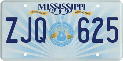 MS license plate ZJQ625