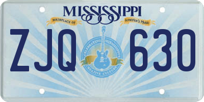 MS license plate ZJQ630
