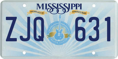 MS license plate ZJQ631