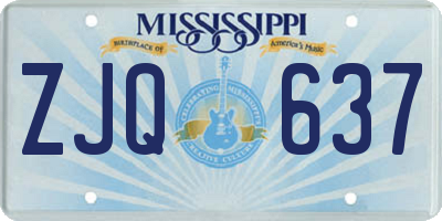 MS license plate ZJQ637