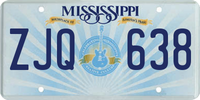 MS license plate ZJQ638