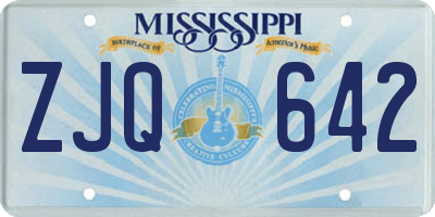 MS license plate ZJQ642
