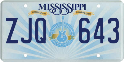 MS license plate ZJQ643
