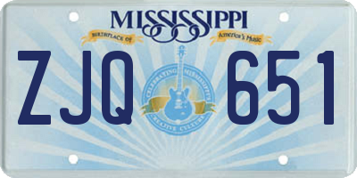 MS license plate ZJQ651