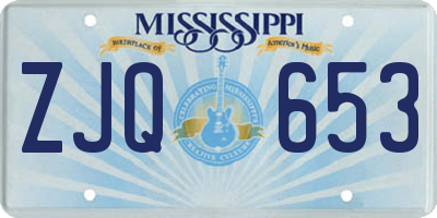MS license plate ZJQ653