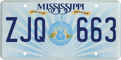 MS license plate ZJQ663