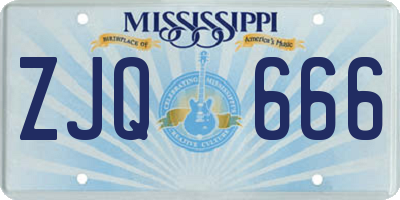 MS license plate ZJQ666
