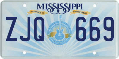 MS license plate ZJQ669