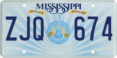 MS license plate ZJQ674