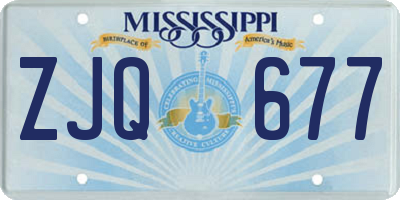 MS license plate ZJQ677